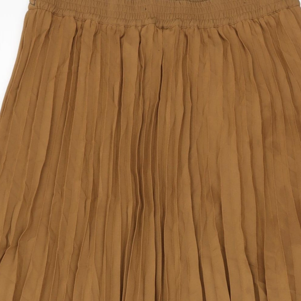 Cotton Traders Womens Brown Polyester Pleated Skirt Size 10