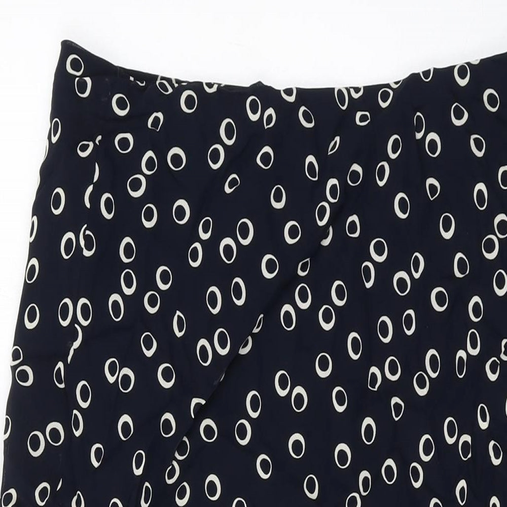Marks and Spencer Womens Blue Geometric Polyester A-Line Skirt Size 10