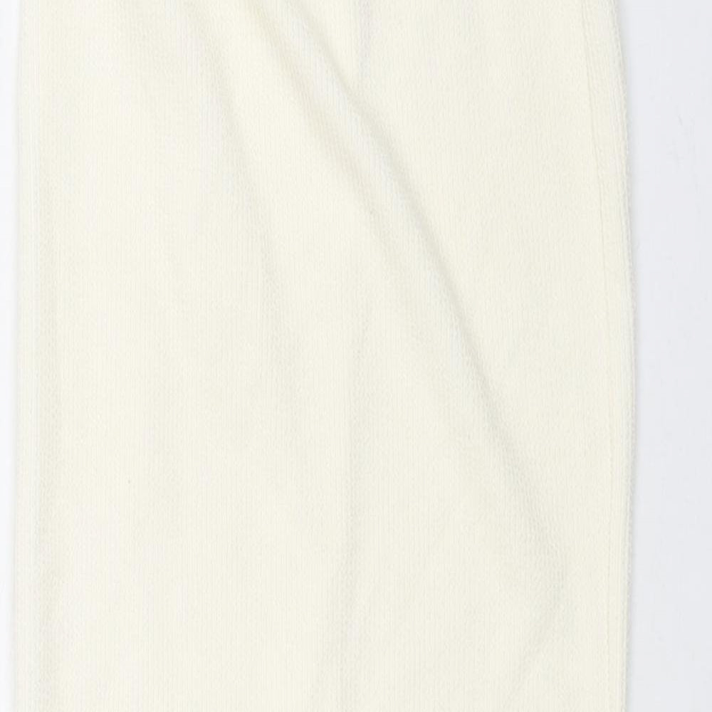 Missguided Womens Ivory Polyester Straight & Pencil Skirt Size 10 - Front Slit
