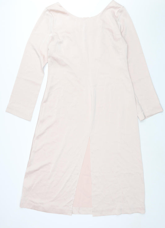 H&M Womens Pink Polyester Shift Size L Boat Neck Pullover