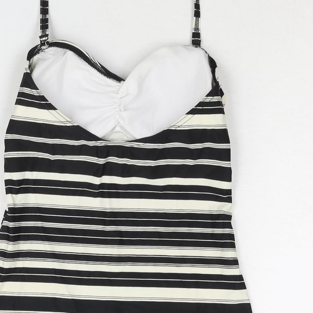 Marks and Spencer Womens Black Striped Polyamide Top Size 10 - Padded