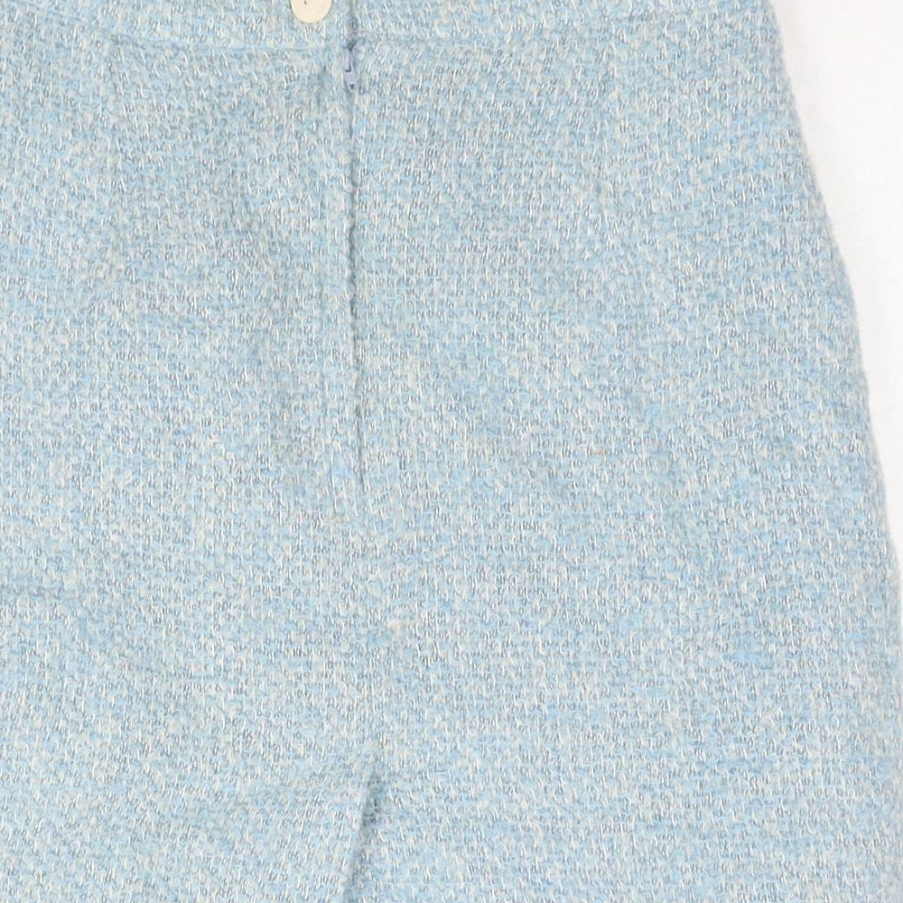 Etam Womens Blue Wool Straight & Pencil Skirt Size 14 Zip