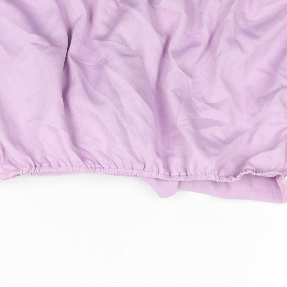 Womens UK Size 10 PRETTYLITTLETHING Purple Cropped Blouse