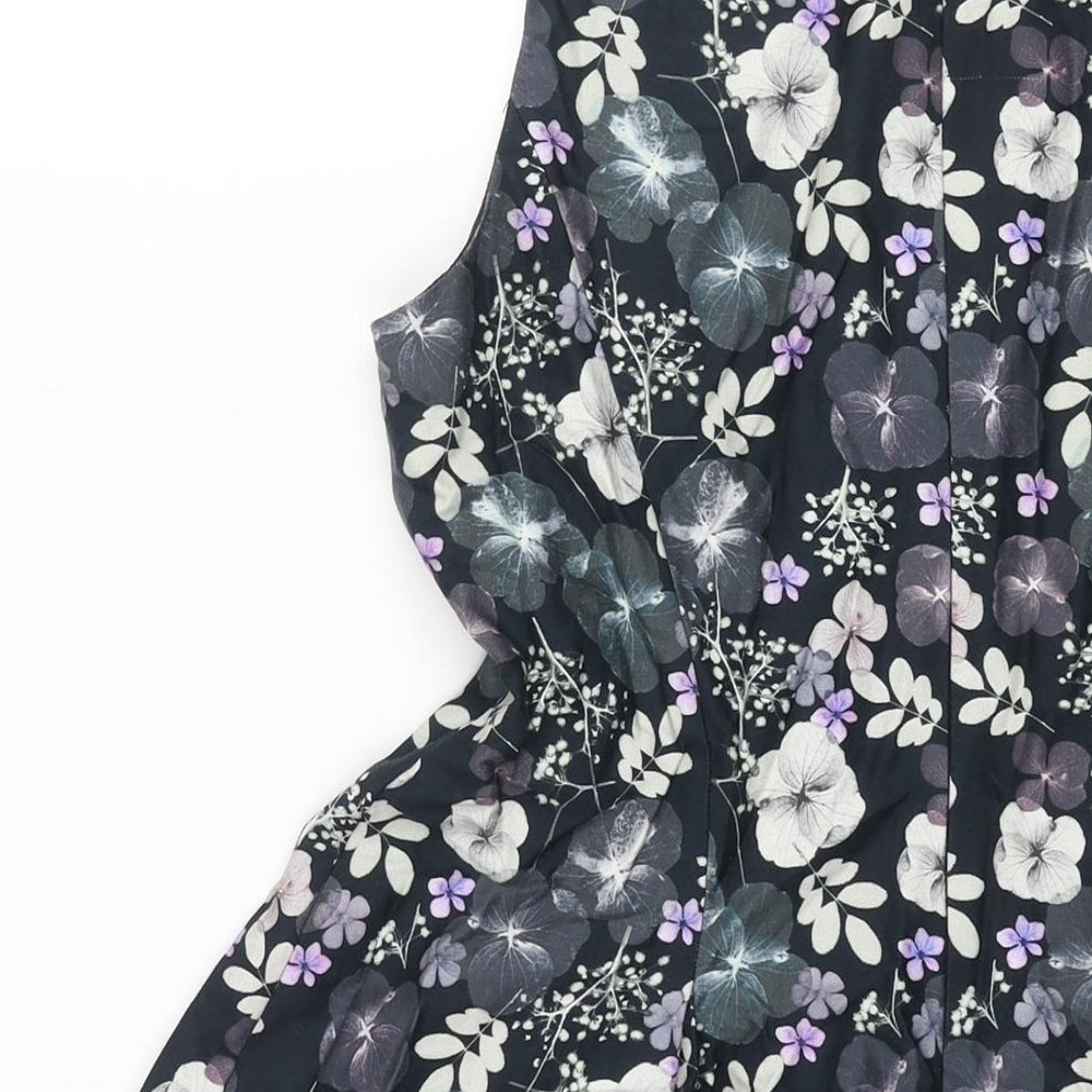 Monsoon Womens Multicoloured Floral Cotton Fit & Flare Size 14 V-Neck Zip