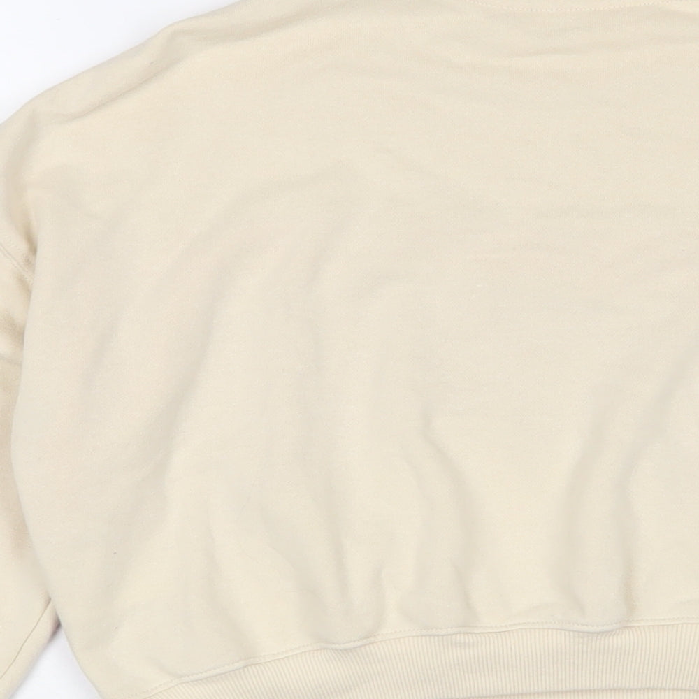 H&M Girls Beige Geometric Cotton Pullover Sweatshirt Size 10-11 Years Pullover - 10-12 Years