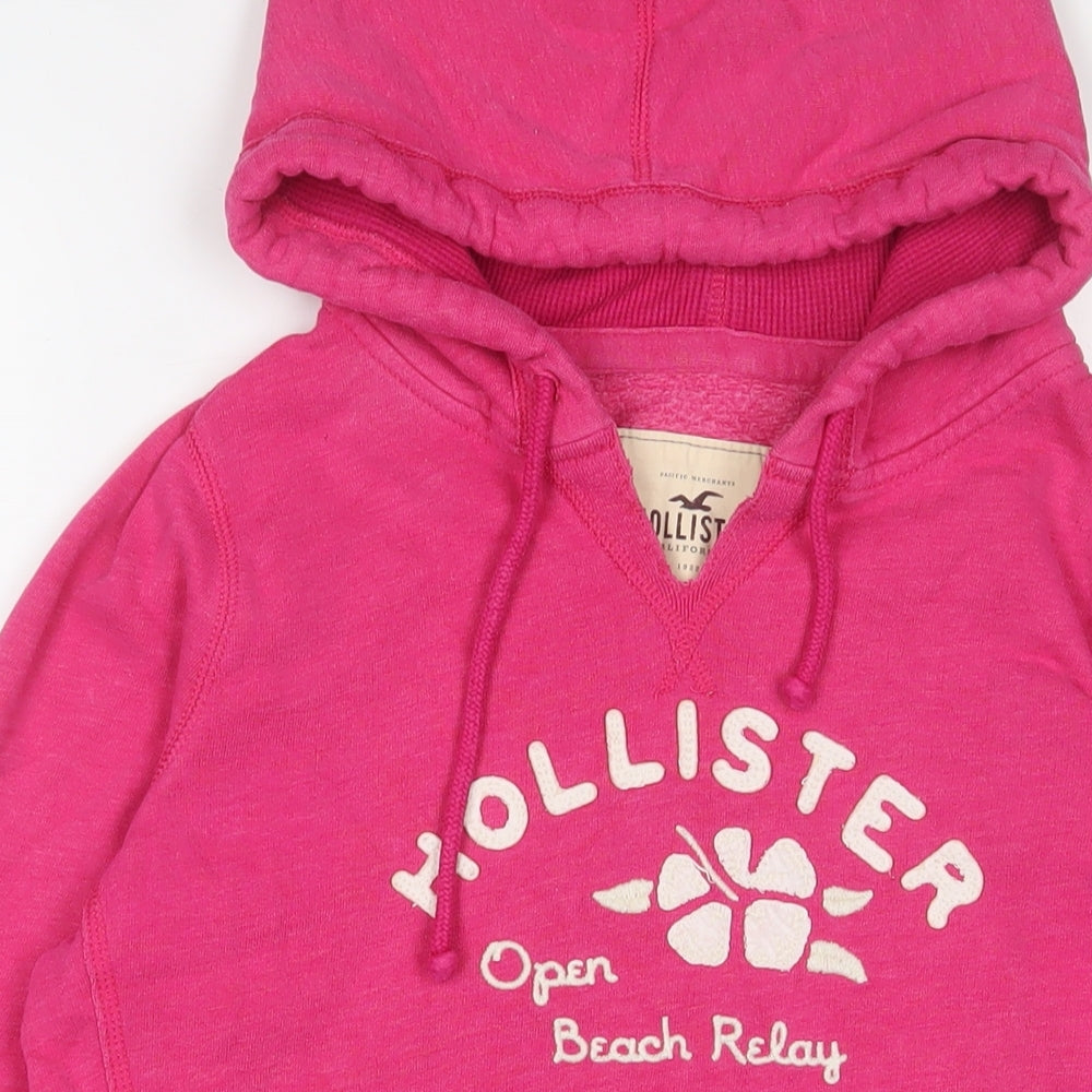Hollister Womens Pink Cotton Pullover Hoodie Size L Pullover - Logo, Embroidered