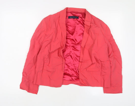 Additional front view of French Connection women’s pink jacket blazer, size UK 14, - open
