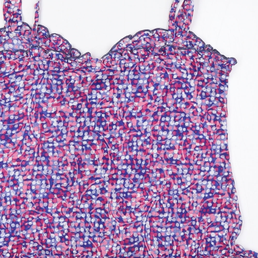 Per Una Womens Purple Polka Dot Cotton Basic Button-Up Size 12 Scoop Neck
