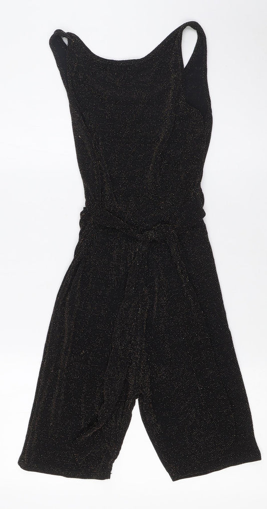 PRETTYLITTLETHING Womens Black Polyester Playsuit One-Piece Size 10 L8 in - Sparkle