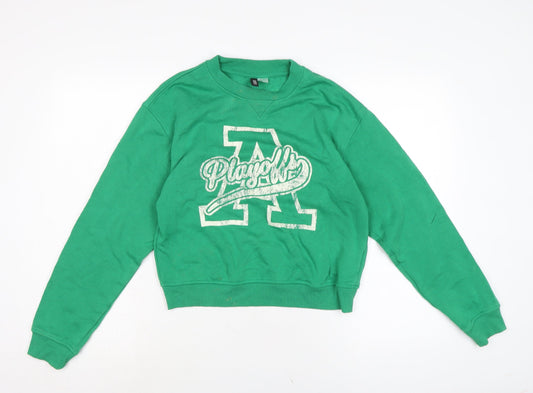 Womens UK Size M Divided Green Pullover Sweatshirt