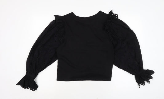 Womens UK Size S Zara Black Basic Blouse