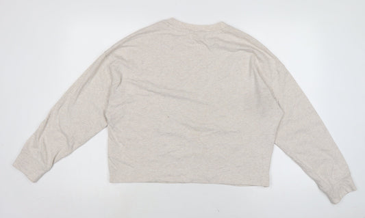 H&M Womens Beige Cotton Pullover Sweatshirt One Size