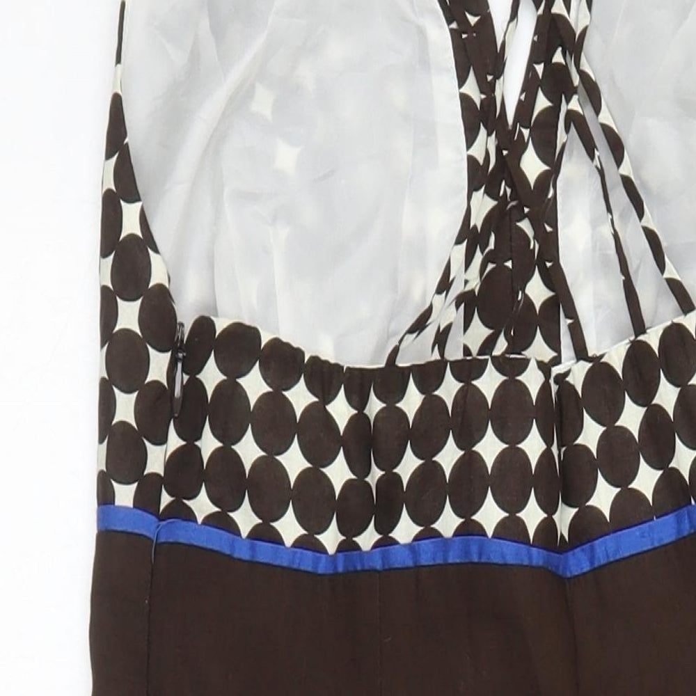 NEXT Womens Ivory Geometric Cotton A-Line Size 8 Sweetheart Zip