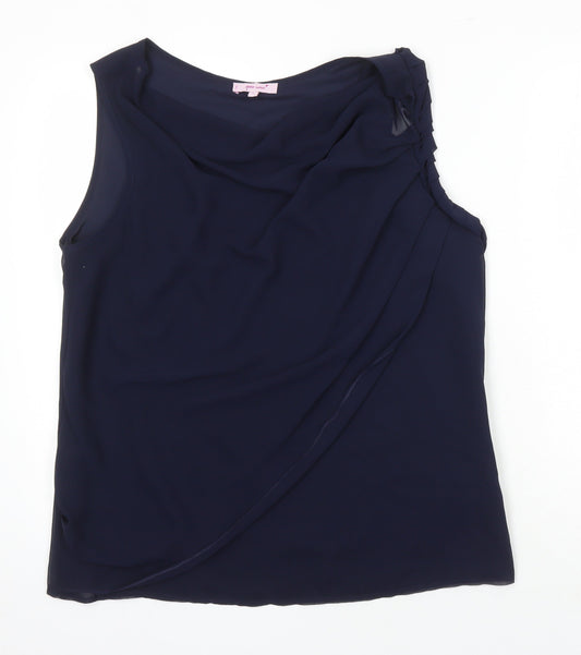 Marks & Spencer Womens Blue Polyester Tunic Blouse Size 16 Boat Neck