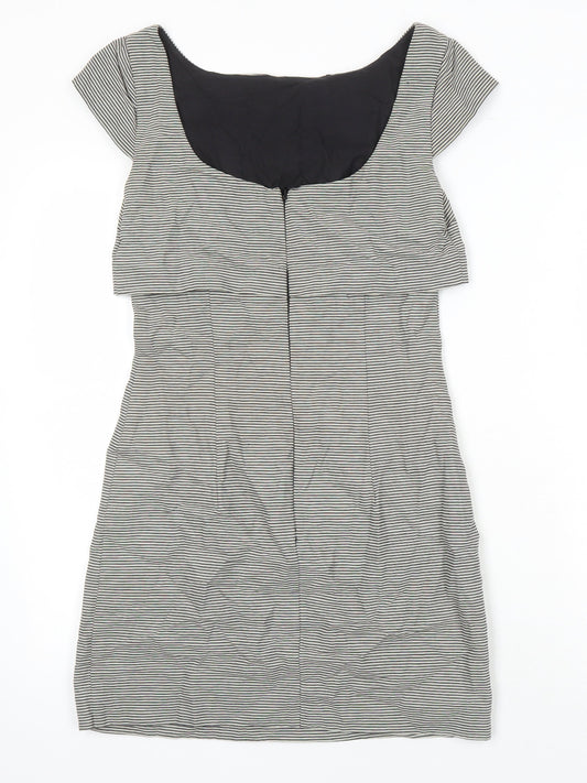 French Connection Womens Multicoloured Striped Cotton Pencil Dress Size 8 Boat Neck