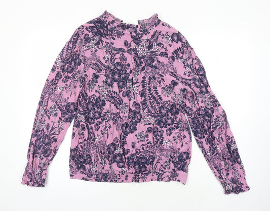 M&S Womens Multicoloured Floral Viscose Tunic Blouse Size 10 Collared