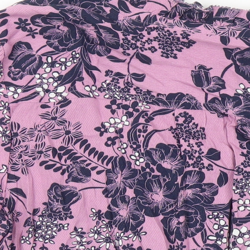 M&S Womens Multicoloured Floral Viscose Tunic Blouse Size 10 Collared