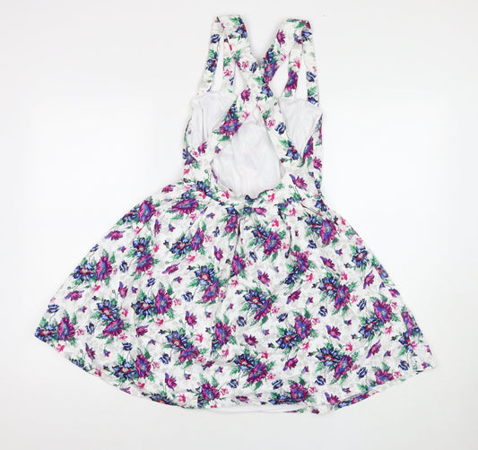 Boohoo Womens Multicoloured Floral Cotton A-Line Size 10 Square Neck Pullover