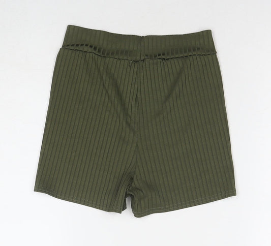PRETTYLITTLETHING Womens Green Polyester Compression Shorts Size 8 L3 in Regular Pull On