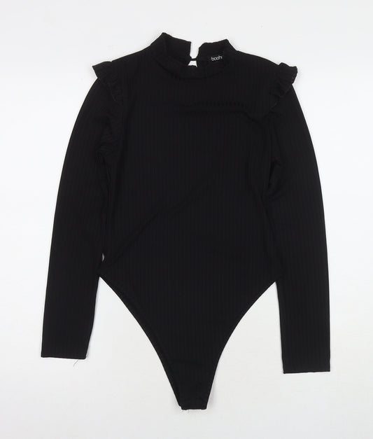 Womens UK Size 10 Boohoo One-Piece Black Bodysuit