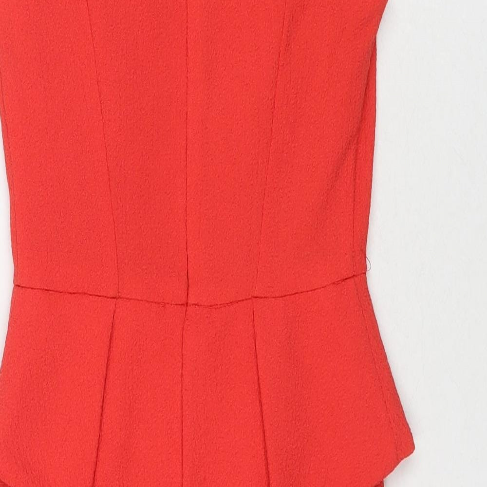 Miss Selfridge Womens Red Polyester A-Line Size 6 Round Neck Zip
