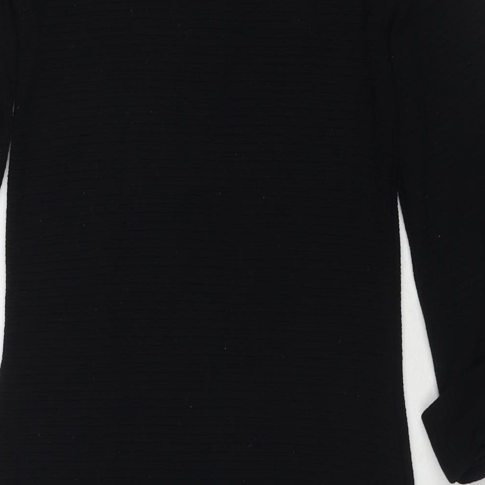 French Connection Womens Black Viscose A-Line Size 8 Round Neck Zip