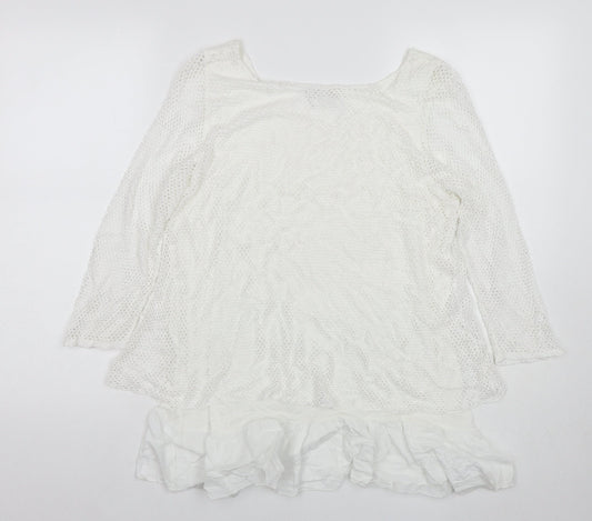 Quiz Womens White Polyester Basic T-Shirt Size M Round Neck