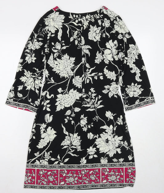 Wallis Womens Multicoloured Floral Polyester A-Line Size 10 V-Neck Pullover