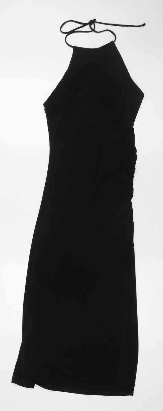 Bershka Womens Black Polyester Bodycon Size M Square Neck Pullover