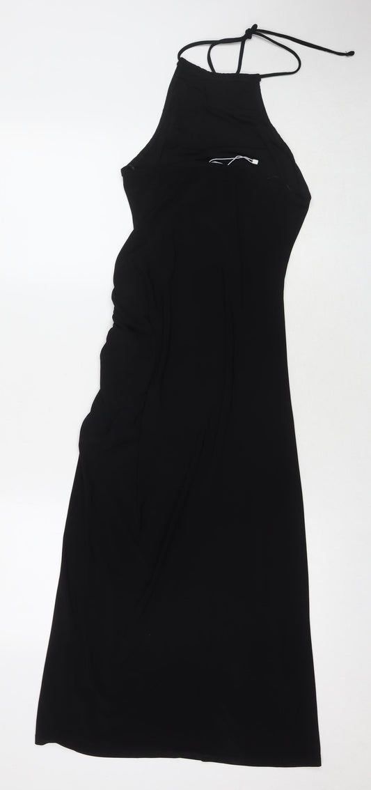 Bershka Womens Black Polyester Bodycon Size M Square Neck Pullover