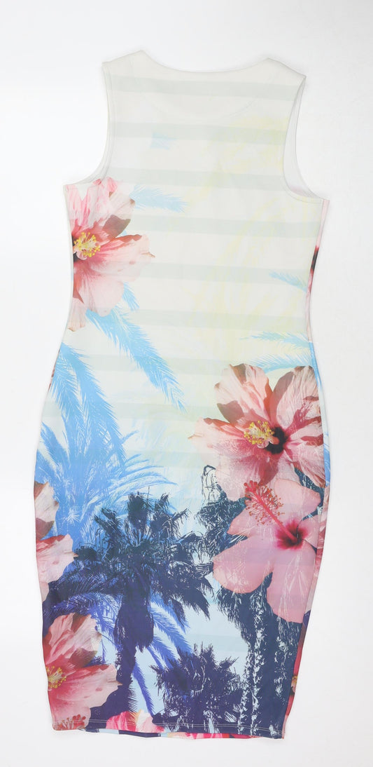 NEXT Womens Multicoloured Floral Polyester A-Line Size 8 Round Neck Pullover