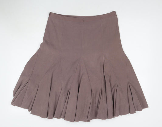 Additional front view of AMARANTO women’s beige polyester trumpet skirt, size UK 10, zip