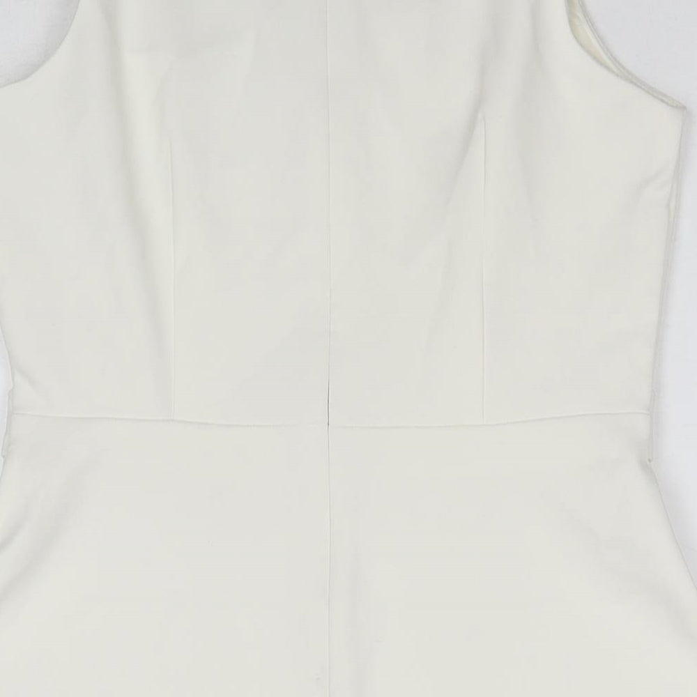 Dorothy Perkins Womens White Polyester A-Line Size 10 Square Neck Pullover