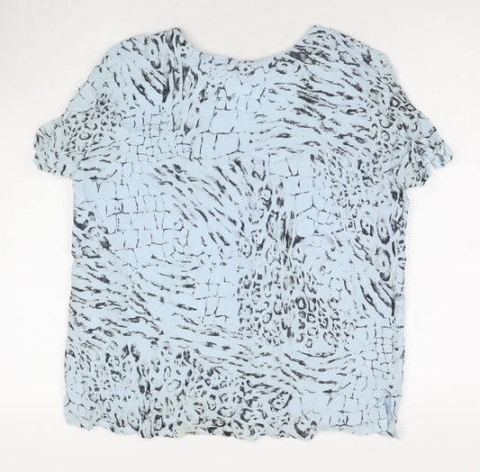 Womens UK Size 14 Gold Blue Basic Blouse