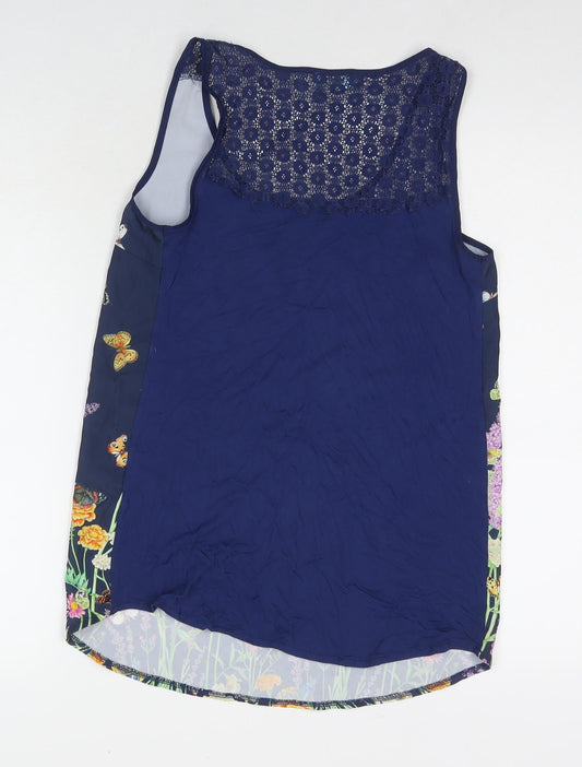 Womens UK Size S Oasis Blue Basic Tank