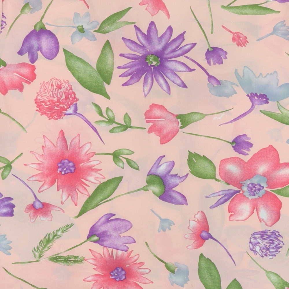 Classics Womens Multicoloured Floral Polyester Basic Button-Up Size 14 Collared