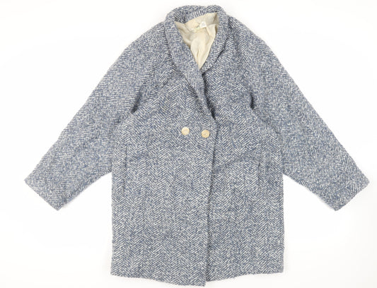 Womens UK Size S Mango Blue Overcoat
