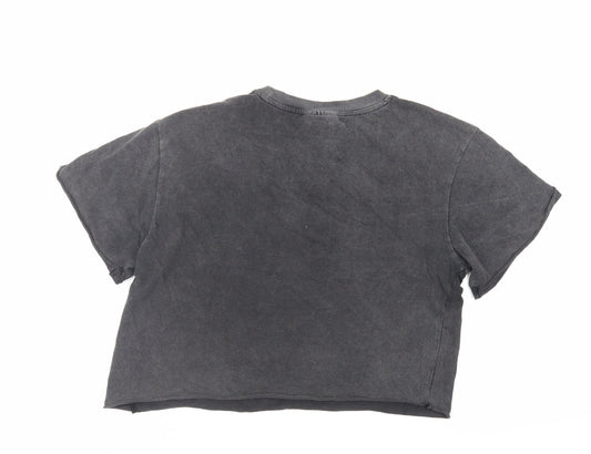 Womens UK Size 6 Topshop Grey Basic T-Shirt