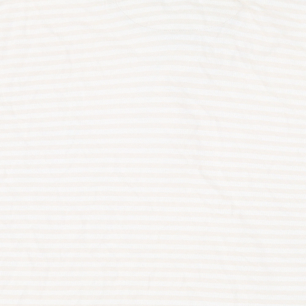 Trench Mens Beige Striped Cotton Polo Size L Collared Button