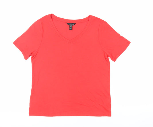 Womens UK Size 10 New Look Red Basic T-Shirt