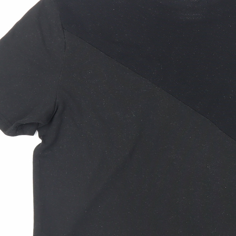 Reebok Mens Black Polyester T-Shirt Size S Crew Neck - Logo