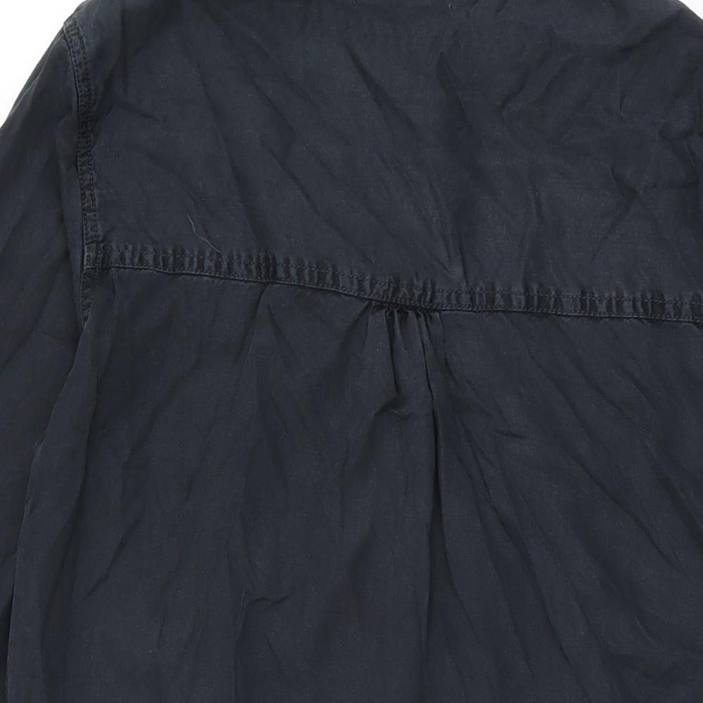 NEXT Womens Black Lyocell Shift Size 10 Collared Button