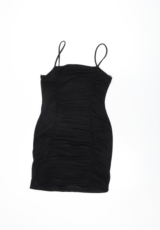QED London Womens Black Polyester Bodycon Size 14 Square Neck Pullover