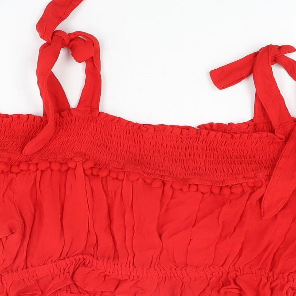 Womens UK Size M River Island Red Cropped T-Shirt