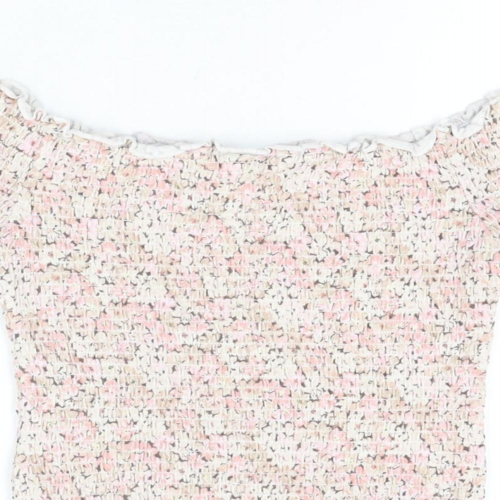 Womens UK Size M H&M Pink Cropped T-Shirt