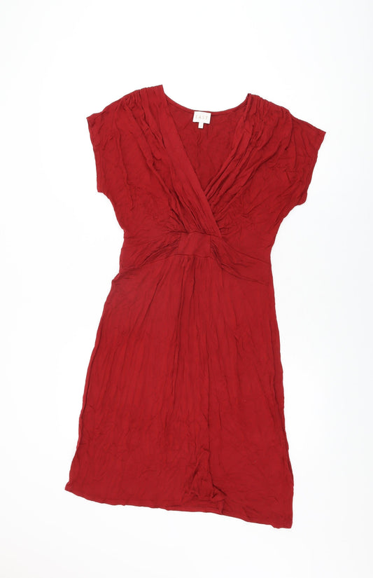 East Womens Red Viscose Shift Size 12 V-Neck Pullover