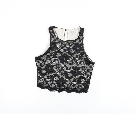 Womens UK Size 10 New Look Black Cropped T-Shirt