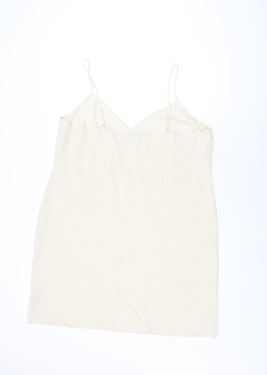Marks and Spencer Womens Beige Polyester Slip Dress Size 20 V-Neck Pullover