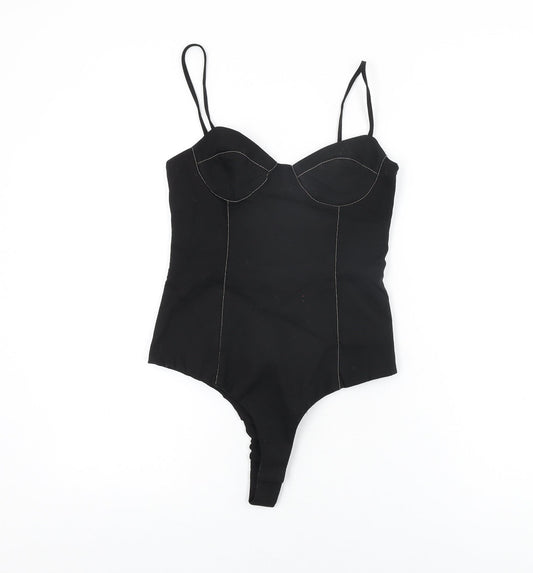 Womens UK Size XS Zara One-Piece Black Bodysuit