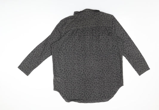 Womens UK Size M H&M Grey Basic Button-Up